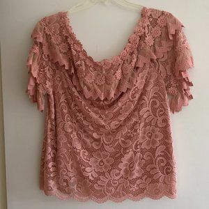 Pink Sheer Lacey Floral Top
